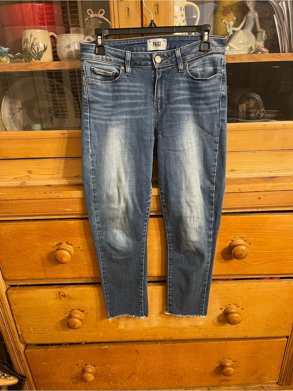 PAIGE Mid Wash Cropped Ankle Jeans